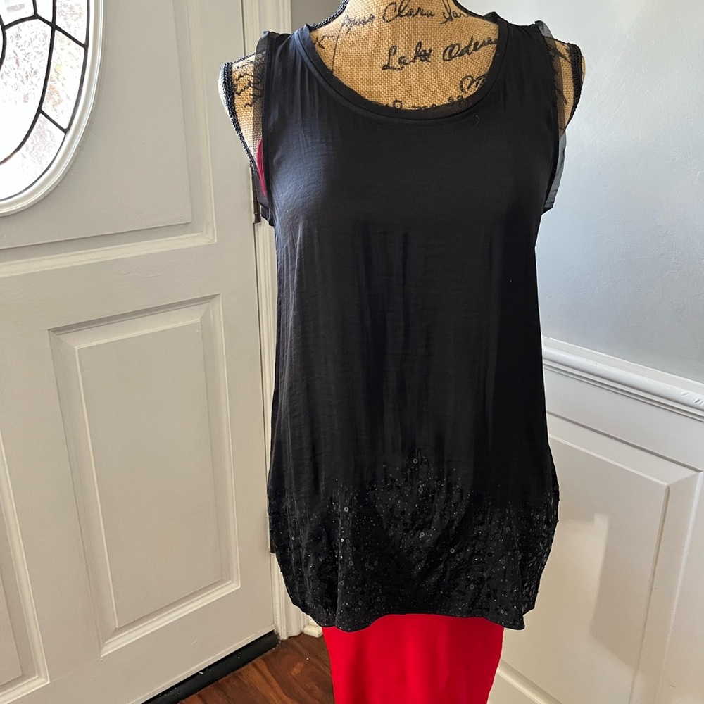 Simply Vera Vera Wang Black Tank Top with Sequin Detail